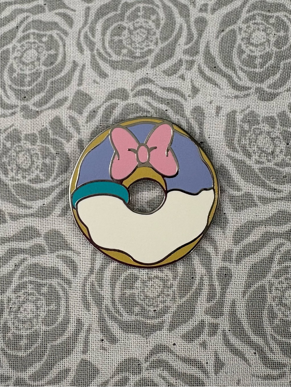 Daisy Duck Pink Bow Donut Enamel Pin - Disney Trading Pin